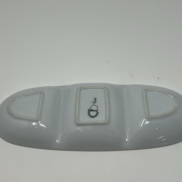 Vintage Legardo Tackett for Schmid  Blue 3 Section Divided Porcelain Relish Dish - Picture 5 of 13